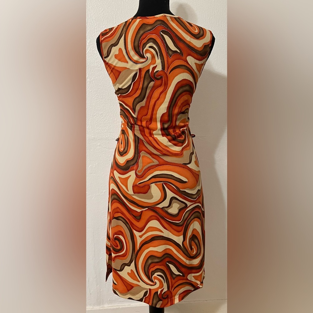 Y2K Poetry Dress Abstract Waves Polyester No Belt Grandma Chic Friends Vibe - Picture 3 of 6